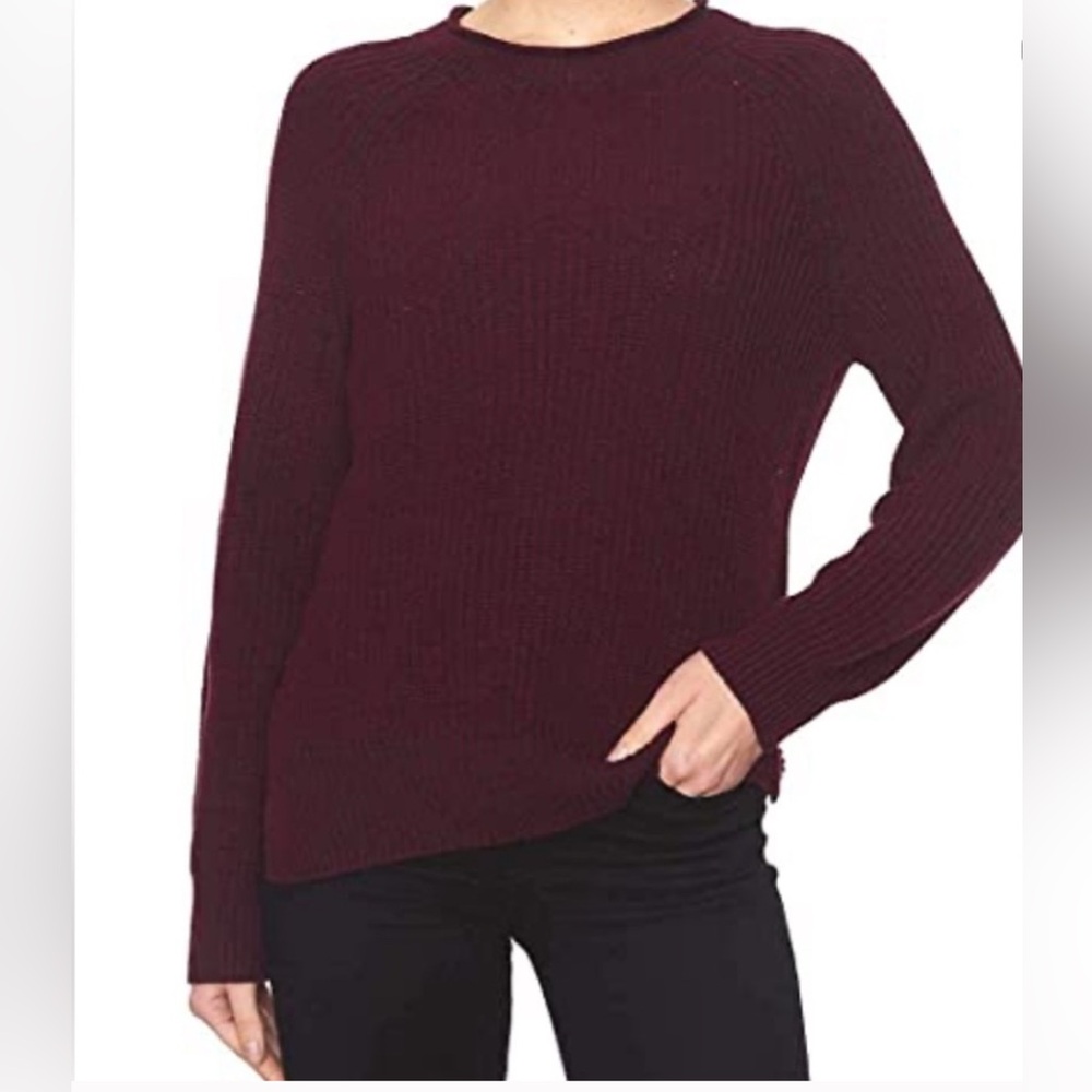 Ellen Tracy Crew Neck Sweater Burgundy Cotton Blend Medium Classic Cozy
